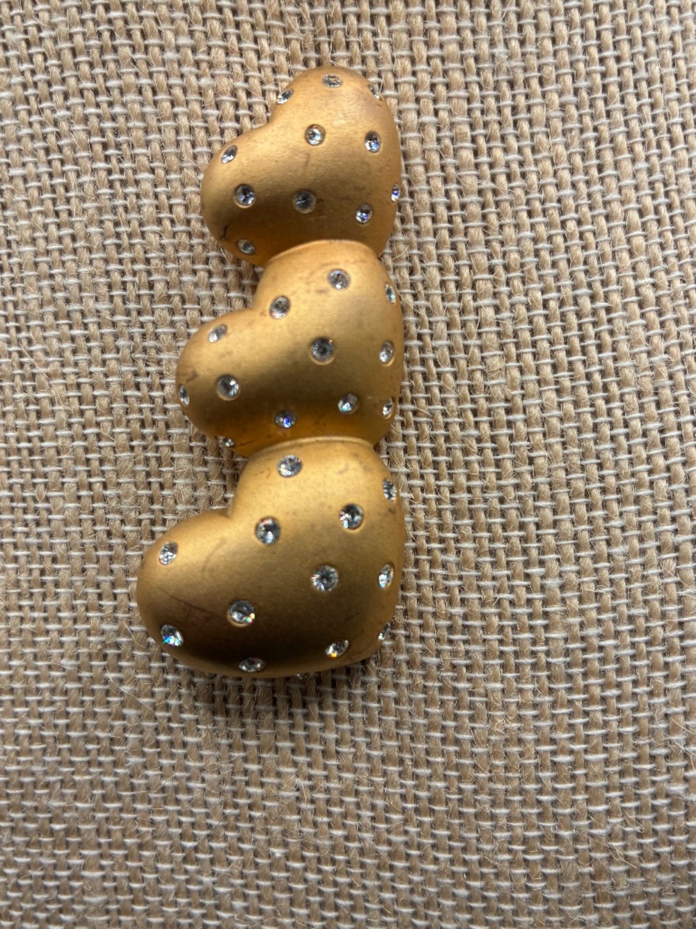 Vintage gold Swarovski trio heart pin